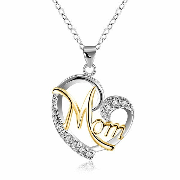 European And American Women's Necklaces Mom Color Separation Heart-shaped Diamonds Wish Explosive Mother' Day Gifts Across The Border